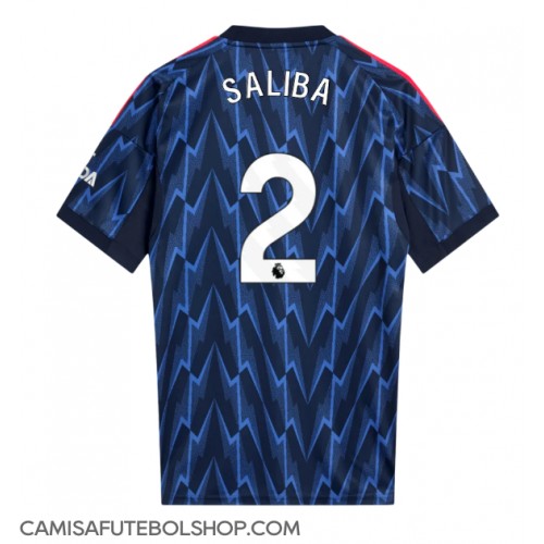 Camisa de time de futebol Arsenal William Saliba #2 Replicas 2º Equipamento 2025-26 Manga Curta